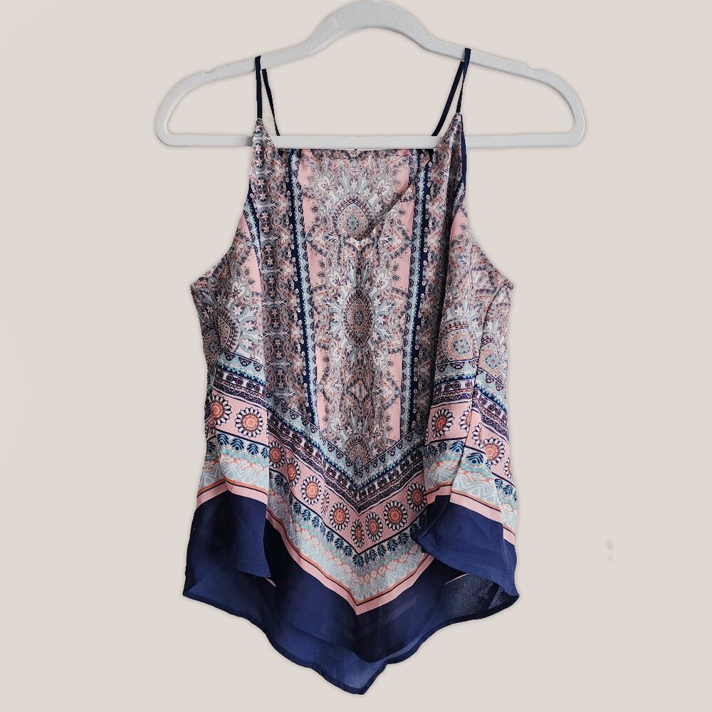 I.N. San Francisco Paisley Handkerchief Top in Pink and Blue